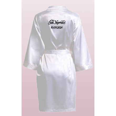 Albornoz de satén "Recién casados y con cita"