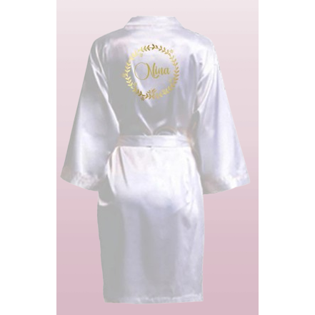 Albornoz de satén "Corona y nombre"