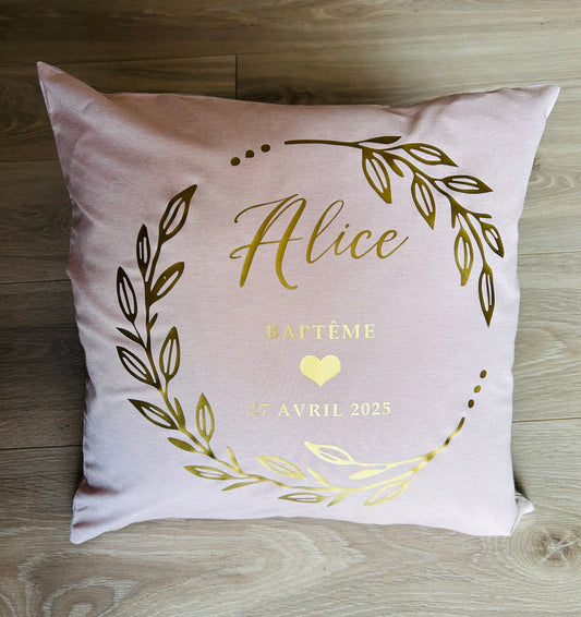 Cojín de bautizo personalizado