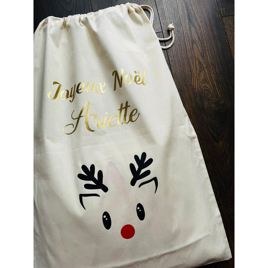 Santa Claus "Merry Christmas" sack with first name