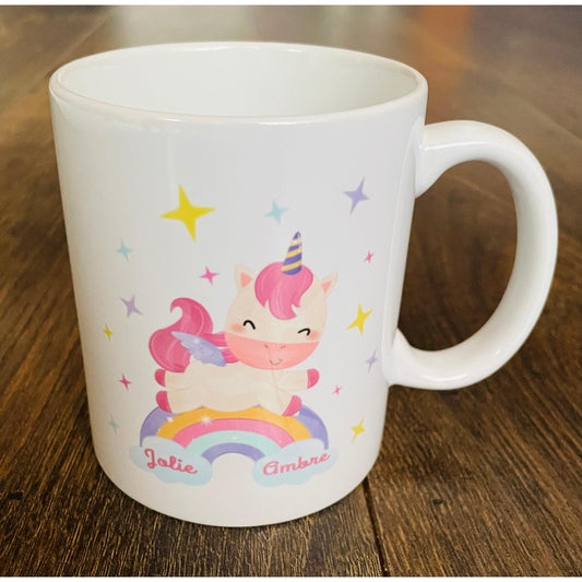 "Unicorn and Rainbow" mug with personalization