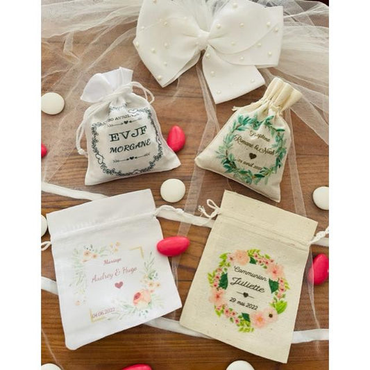 Bolsas de satén blancas personalizadas