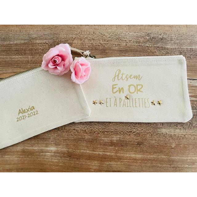 Bolsa con o sin insignia "En ORO y con lentejuelas" Maestra, Atsem, Niñera