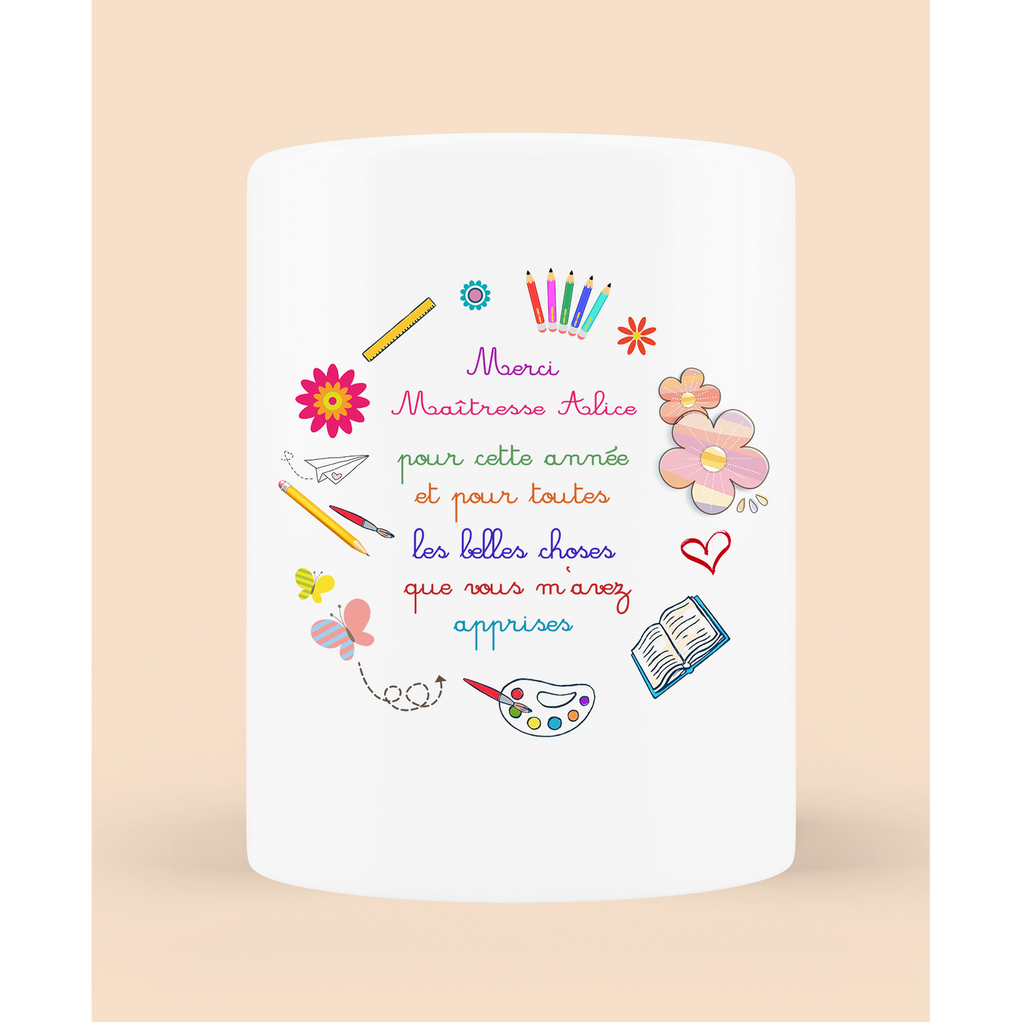 Customizable pencil holder/vase "Thank you for this year"