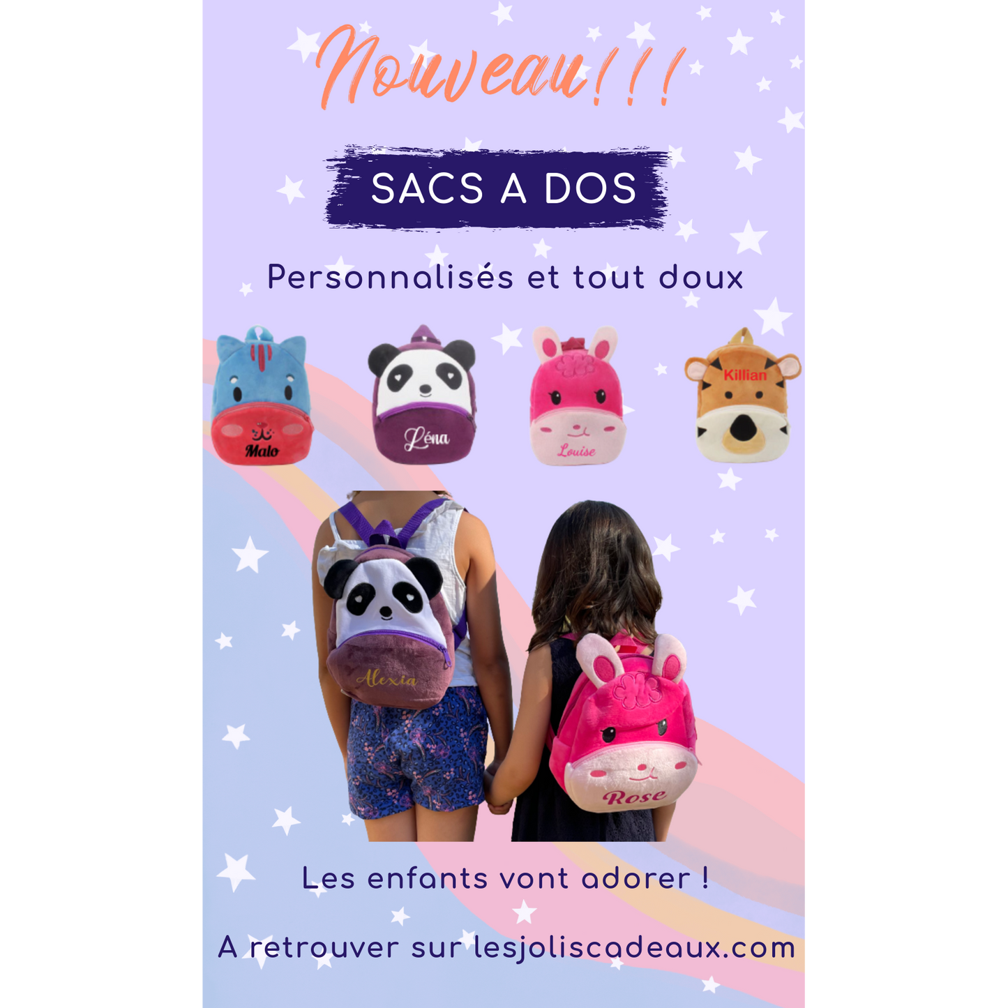 Customizable children's backpacks