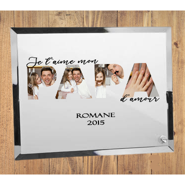 Personalized glass frame with letters and photos
