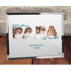 Personalized glass frame with letters and photos