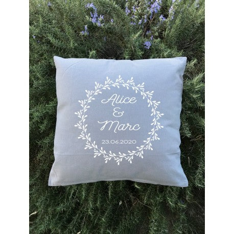 Personalized wedding cushion "crown of foliage"