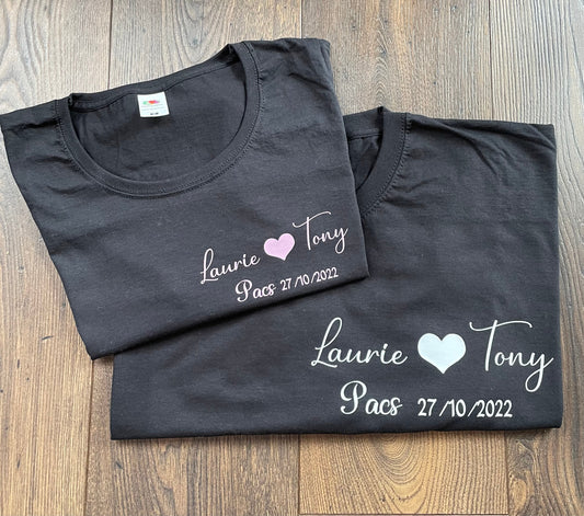 DUO couple t-shirts for "Newlyweds" or "Newly married couples"