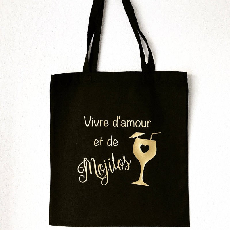 Bolsa de tela "Vivir de amor y mojitos"