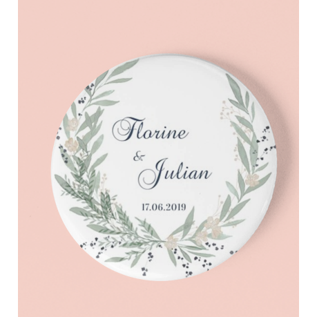 Badge Mariage "Couronne feuillage"