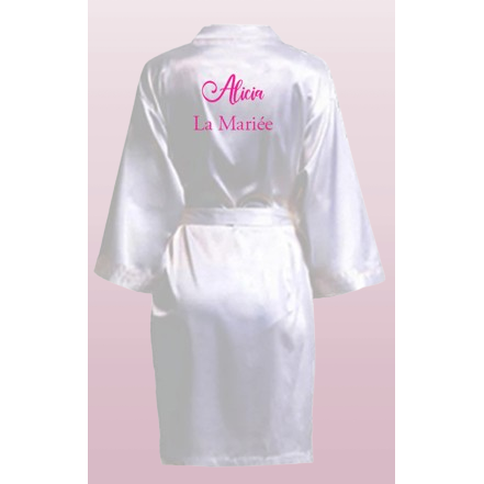 Satin bathrobe "The bride and first name"