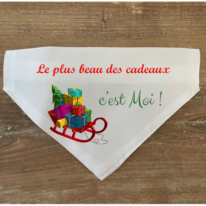 Collier bandana chien à personnaliser "Le plus beau des cadeaux c'est moi"