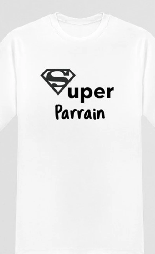 Tee-shirt homme "Super Parrain" personnalisable avec un prénom