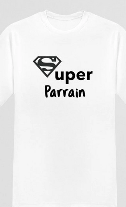 Tee-shirt homme "Super Parrain" personnalisable avec un prénom