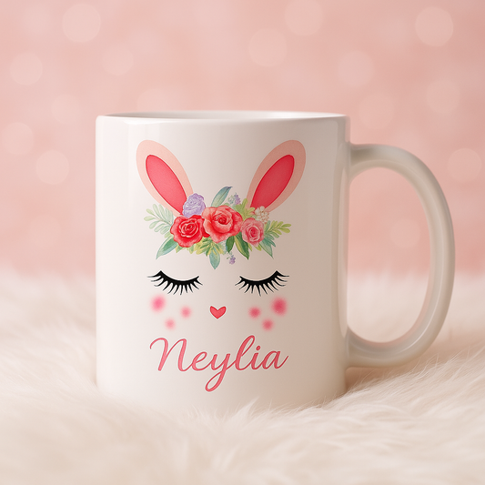 Easter mug "flower crown rabbit" with first name