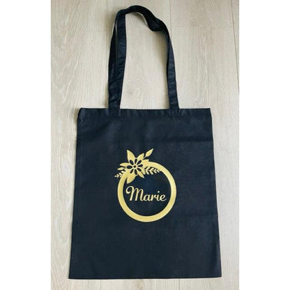 Tote Bag "fleur" personnalisé avec prénom