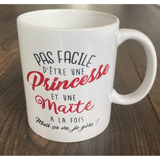 Mug  "Pas facile d'être une Princesse" avec prénom