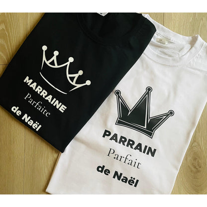 Duo de Tee-shirts "Parrain Parfait & Marraine Parfaite"