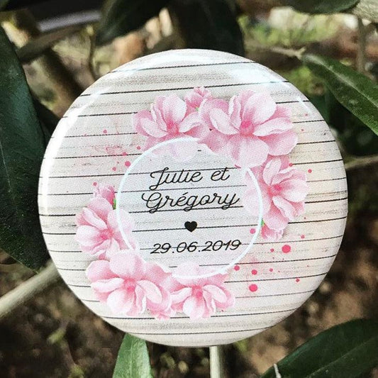 Badge Mariage "Rose pastel"