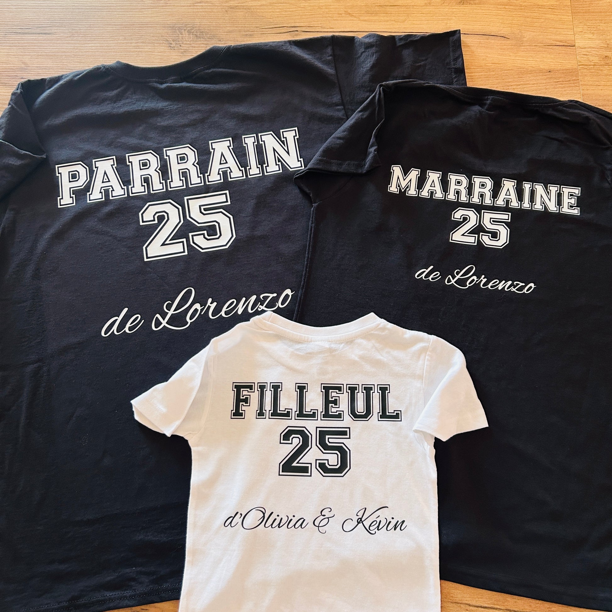 TRIO Tee-shirts Parrain, Marraine Filleul(e) – Les jolis cadeaux
