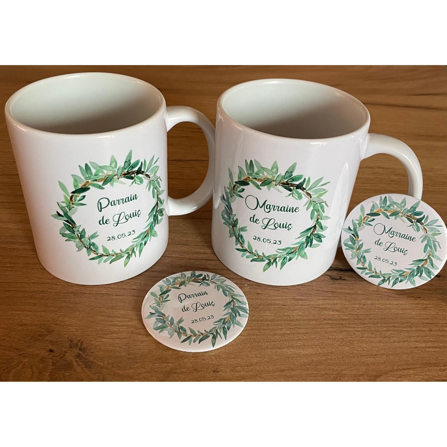 Kit Mug et Badge "Parrain & Marraine" (plusieurs modèles)