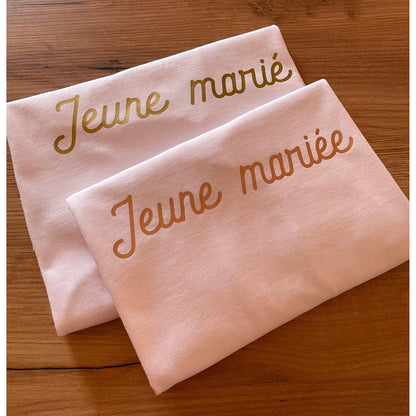 DUO tee-shirts couple pour "Jeunes mariés" ou "Jeunes pacsés"