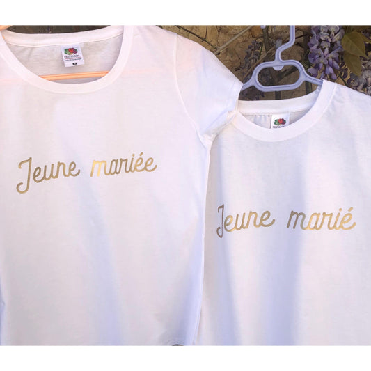 DUO tee-shirts couple pour "Jeunes mariés" ou "Jeunes pacsés"