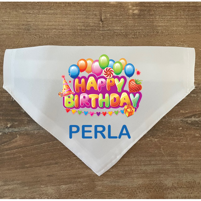 Collier bandana chien à personnaliser "Happy Birthday"