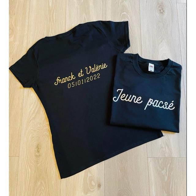 DUO tee-shirts couple pour "Jeunes mariés" ou "Jeunes pacsés"