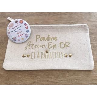 Pochette avec ou sans badge " En OR et à paillettes" Maîtresse, Atsem, Nounou