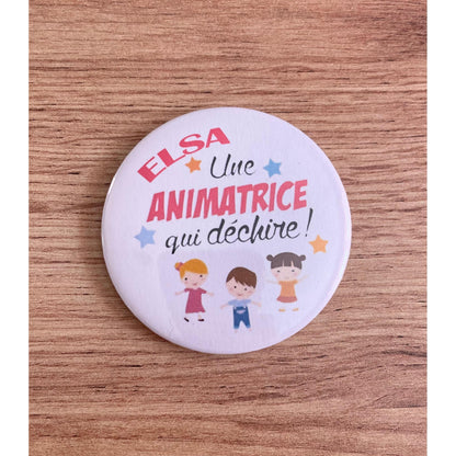 Badge "Prénom - Une animatrice qui déchire"