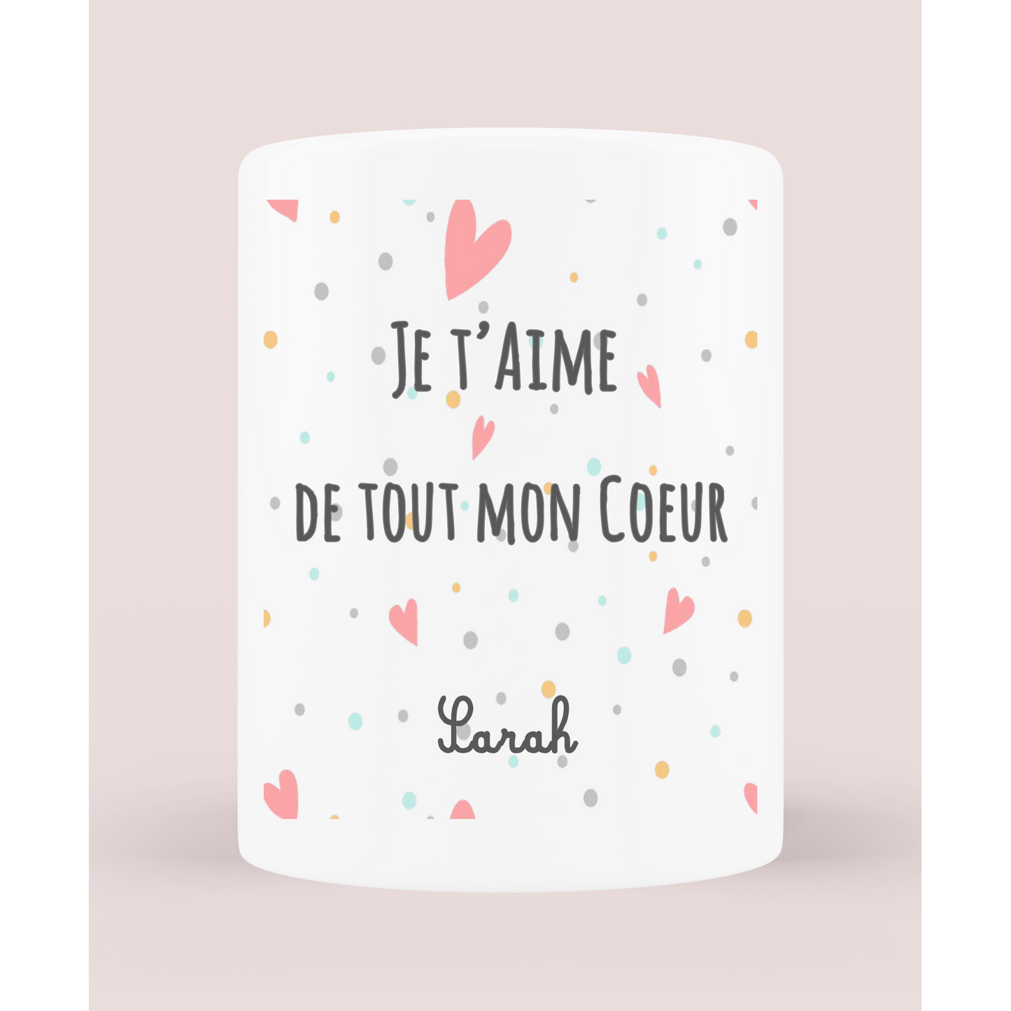 Pot à crayon/vase personnalisable "Je t'aime de tout mon coeur"