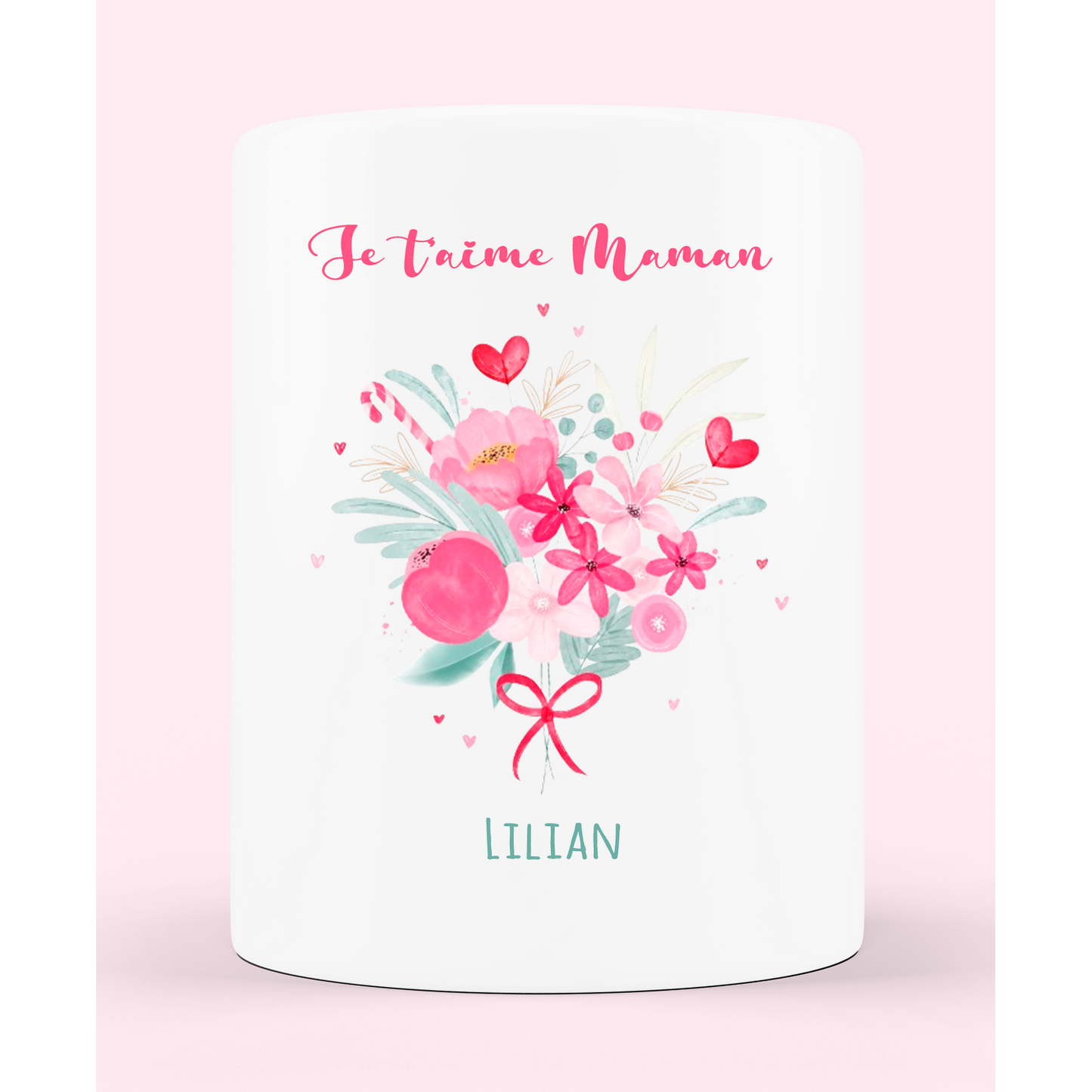 Pot à crayon/vase personnalisable "Je t'aime maman"