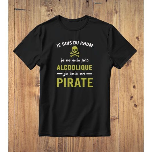 Tee-shirt homme "Je bois du rhum je ne suis pas alcoolique je suis un pirate"