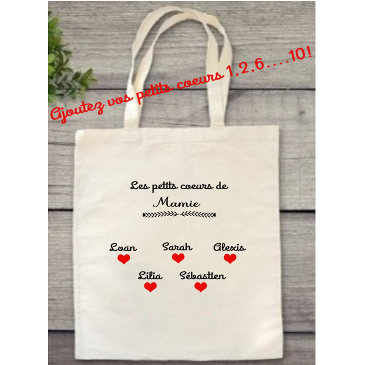 Tote Bag "Les petits cœurs de Mamie"