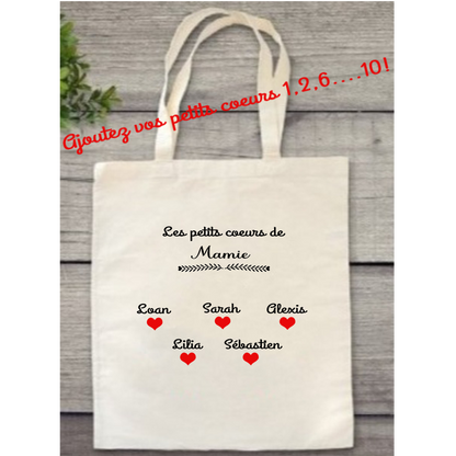 Tote Bag "Les petits cœurs de Mamie"