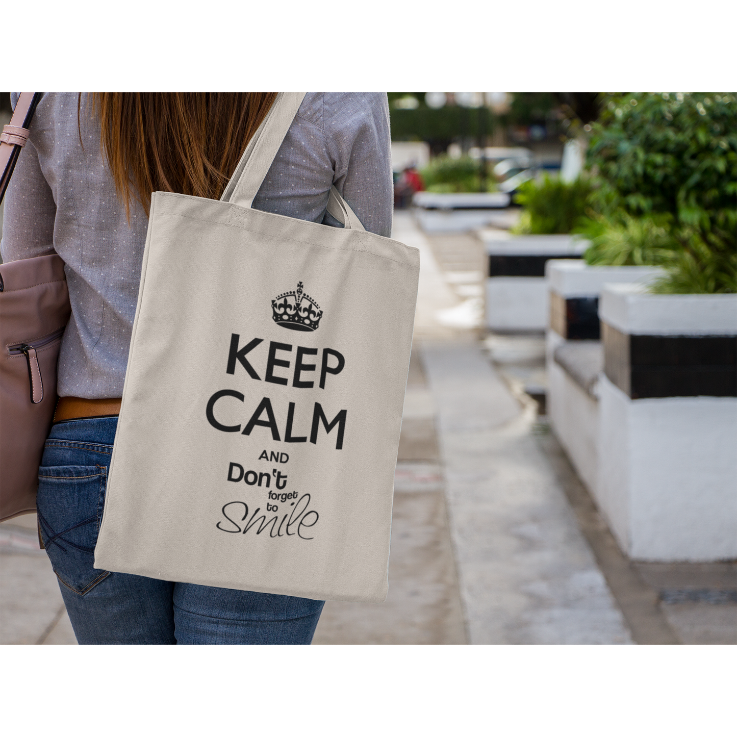 Tote bag "KEEP CALM AND DON'T FORGET TO SMILE"