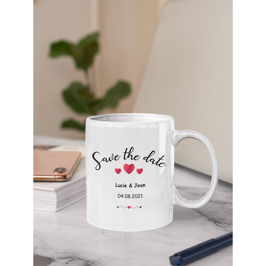 Mug "Save the date coeurs"