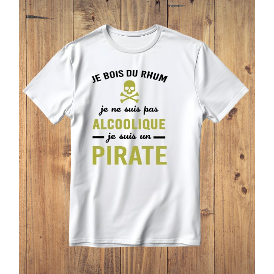 Tee-shirt homme "Je bois du rhum je ne suis pas alcoolique je suis un pirate"