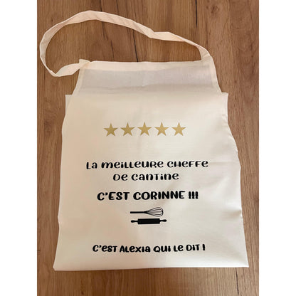 Tablier de cuisine "La meilleure cheffe de cantine"