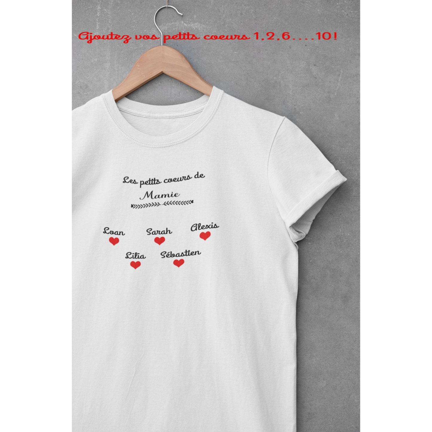 Tee-shirt "Les petits cœurs de Mamie"