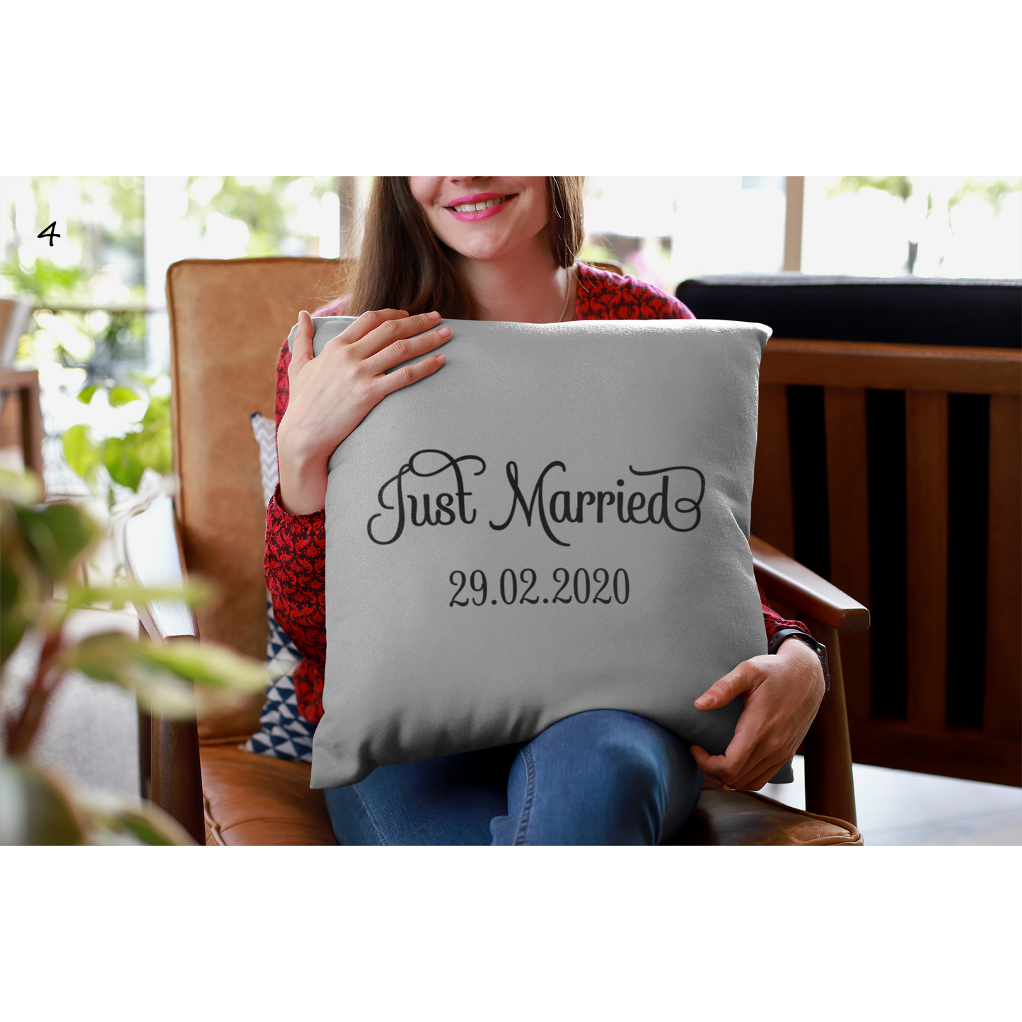 Coussin "Just Married" personnalisé