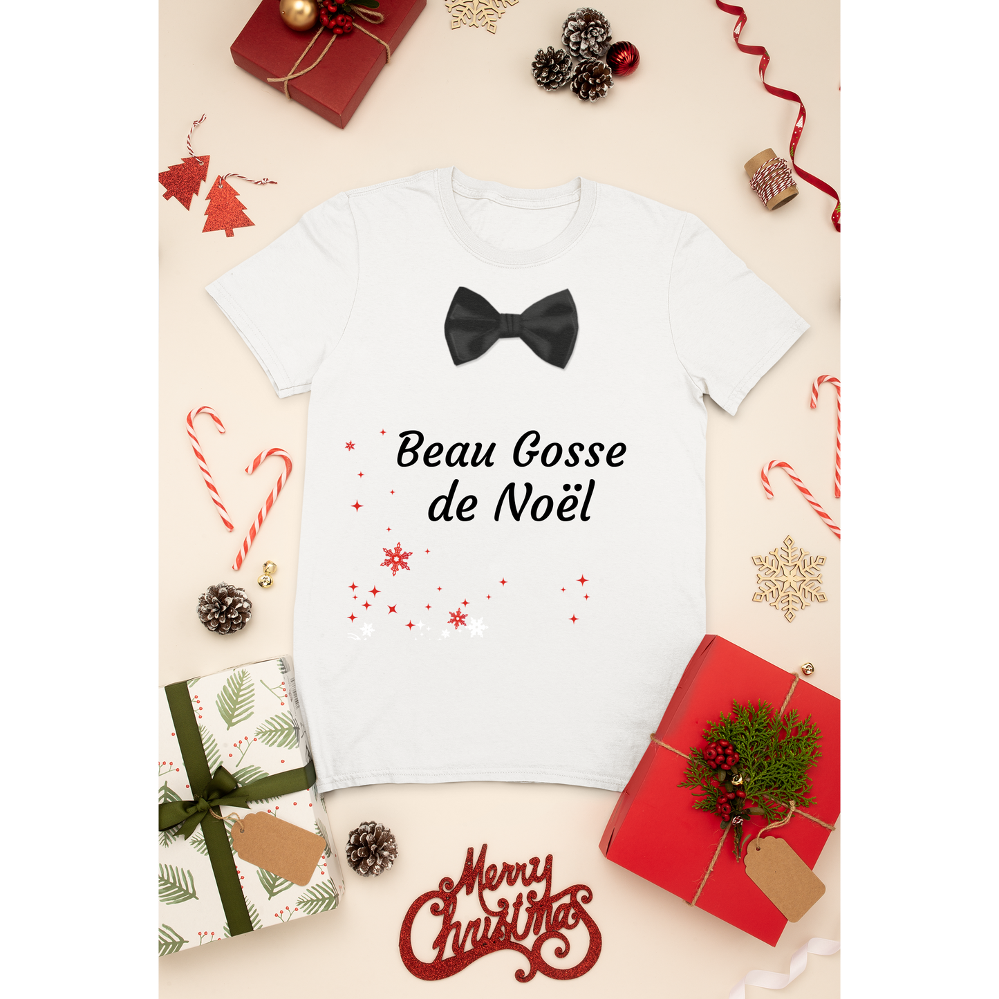 Tee-shirt Adulte "Beau Gosse de Noël"