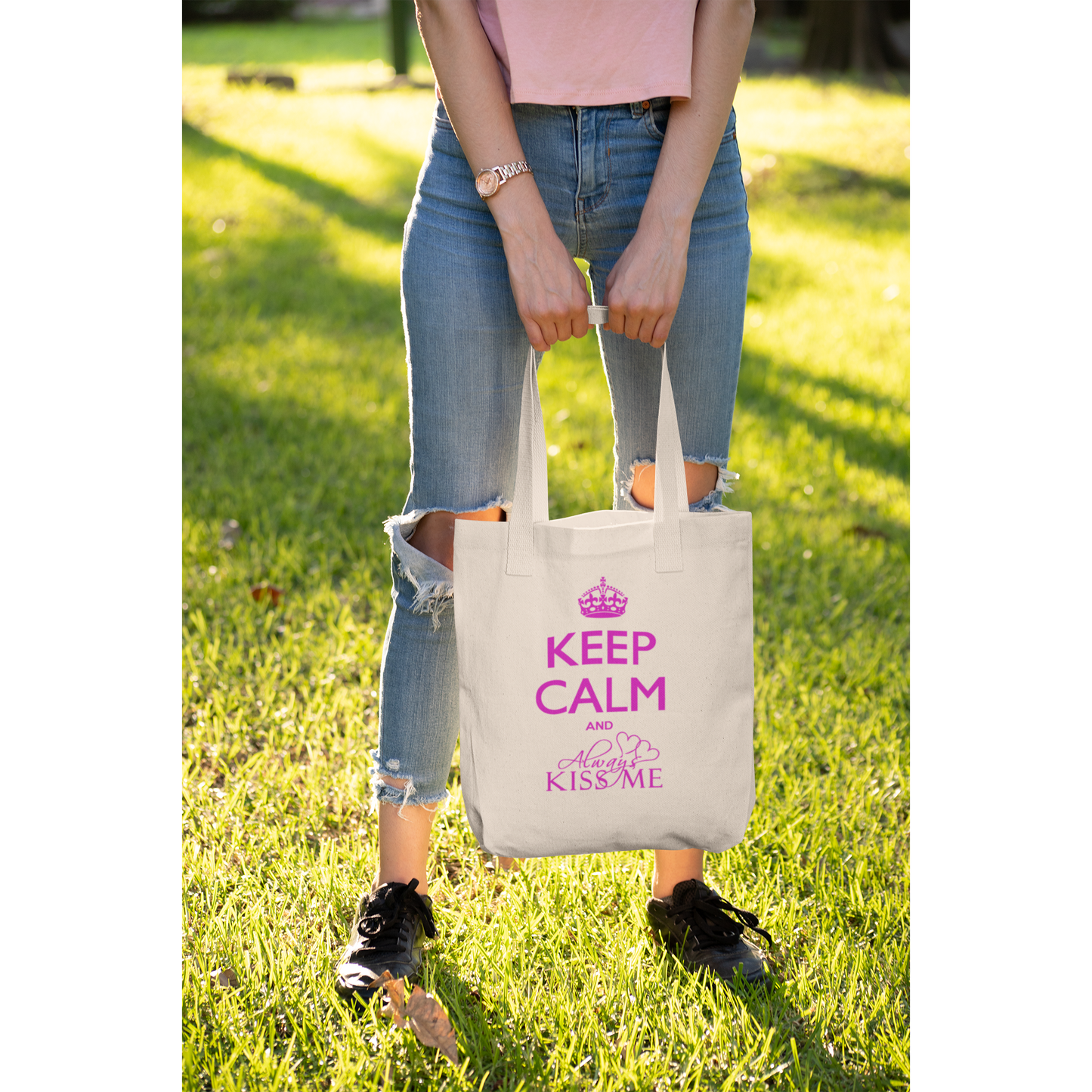 Tote bag "KEEP CALM AND ALWAYS KISS ME"