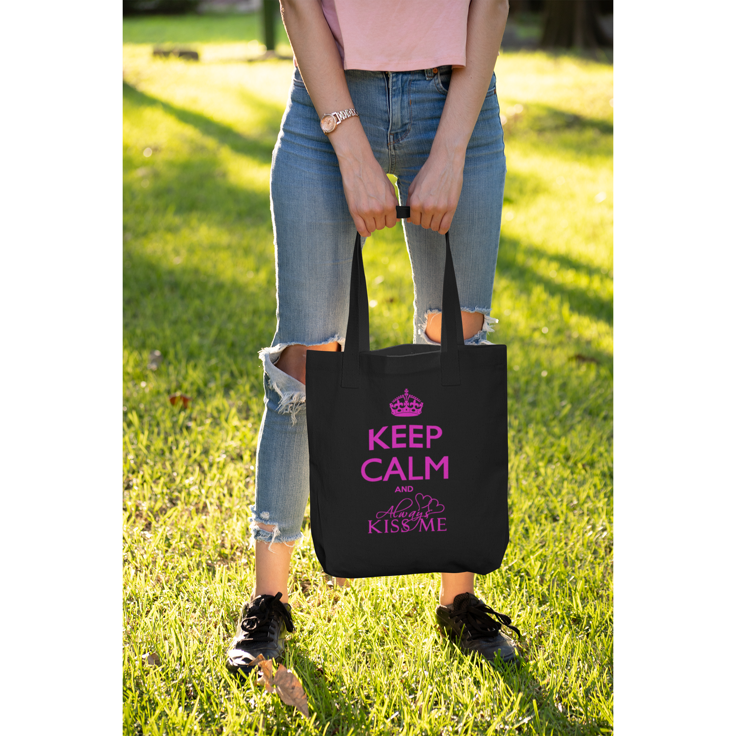 Tote bag "KEEP CALM AND ALWAYS KISS ME"