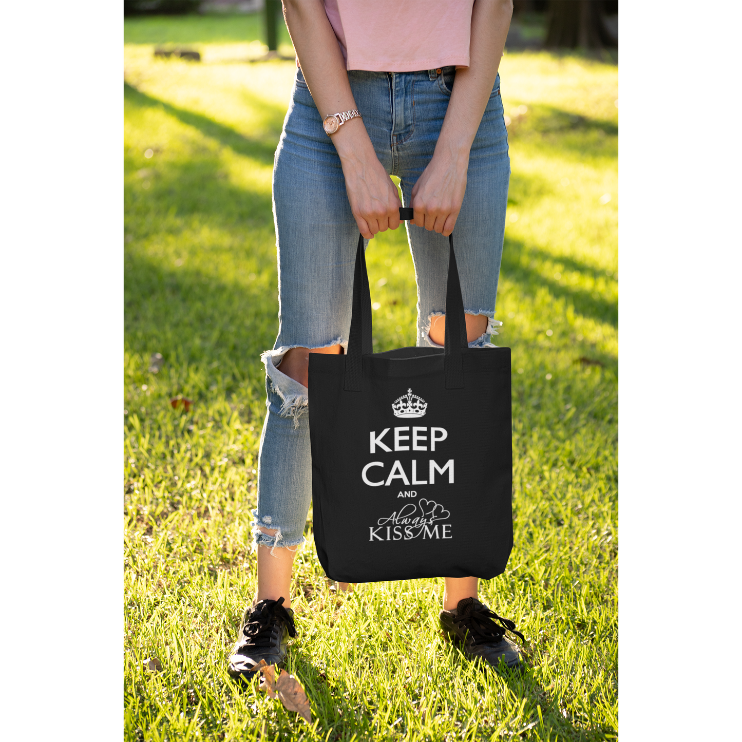 Tote bag "KEEP CALM AND ALWAYS KISS ME"