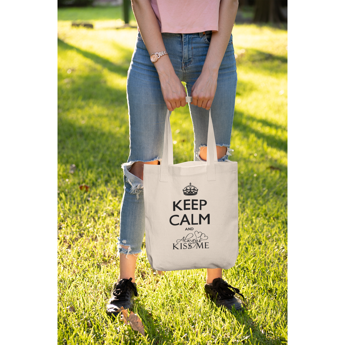 Tote bag "KEEP CALM AND ALWAYS KISS ME"