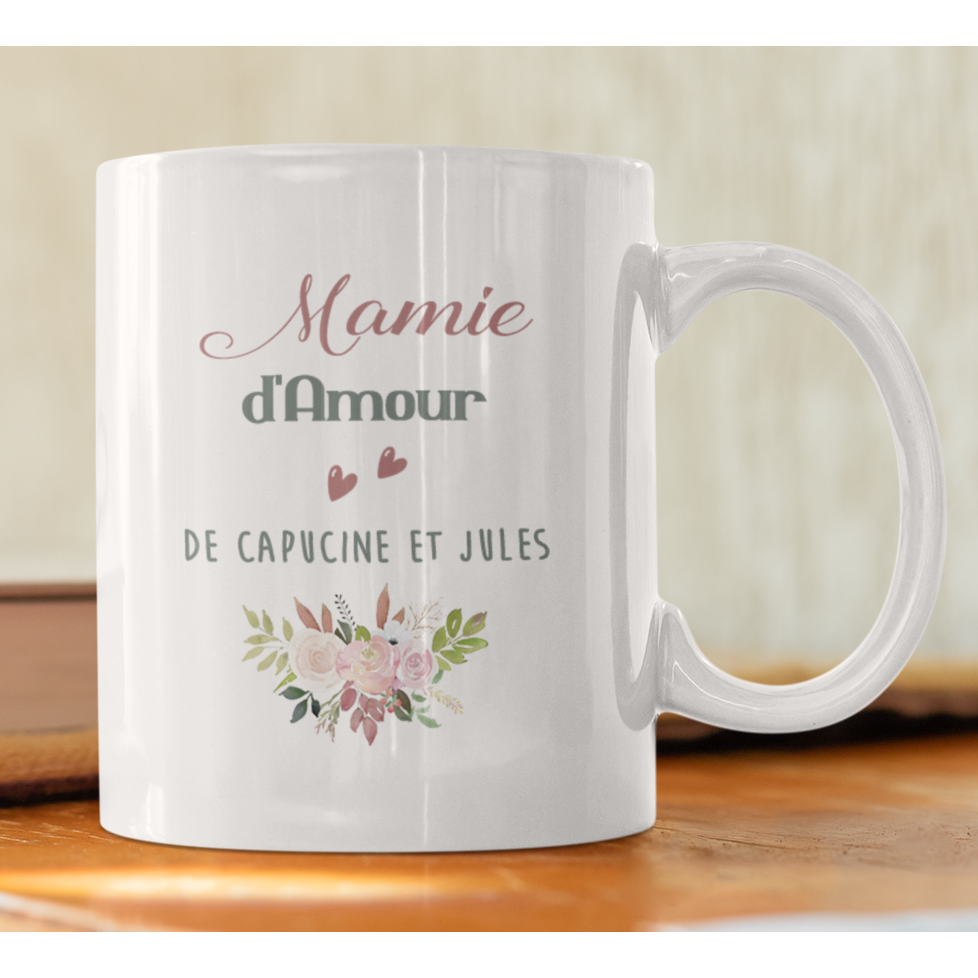 Mug "Mamie d'Amour" avec prénom(s)