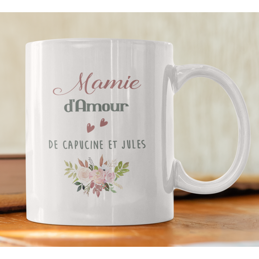 Mug "Mamie d'Amour" avec prénom(s)